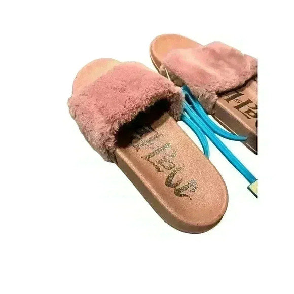 NWT Mad Love Slippers Women's Size 10 Phoebe Sandal Slip On Mauve Color Faux Fur - Picture 2 of 9